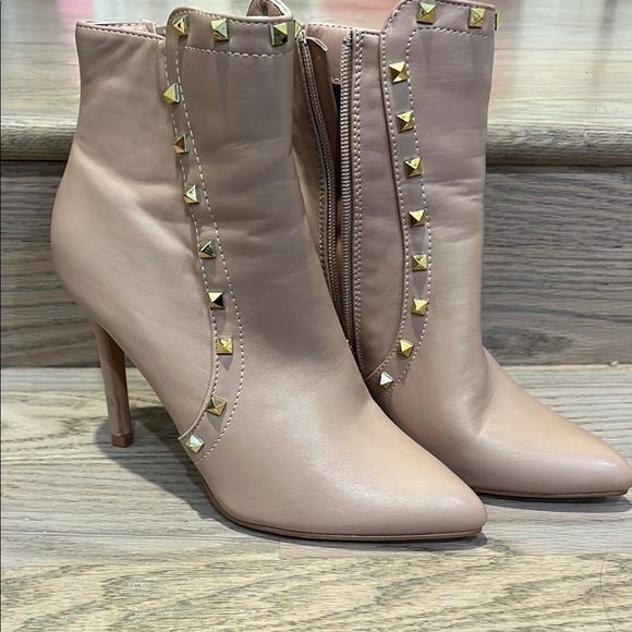 Nicole Miller Shoes - Studded Nude Ankle Boots